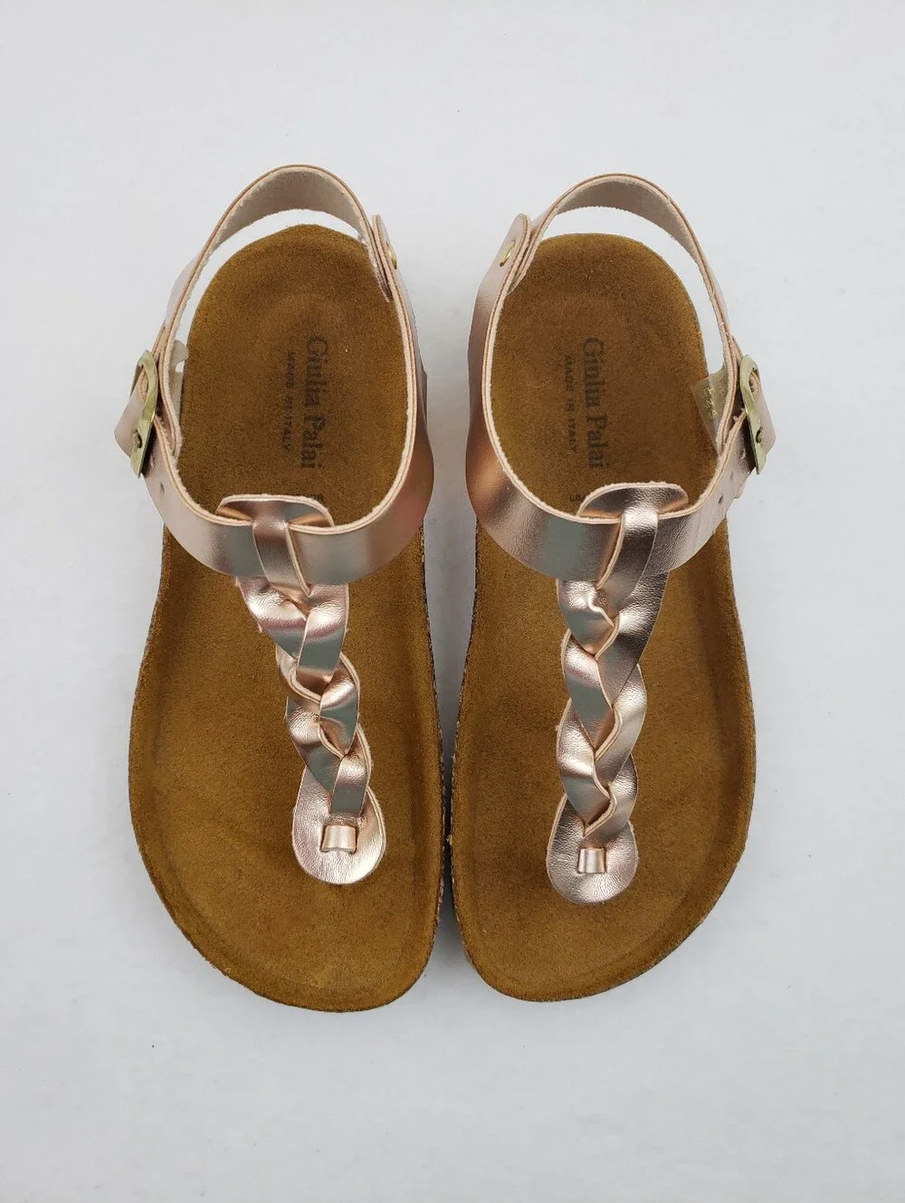Giulia Palai Girls New Rose Gold Vegan Leather Sandals Size 2